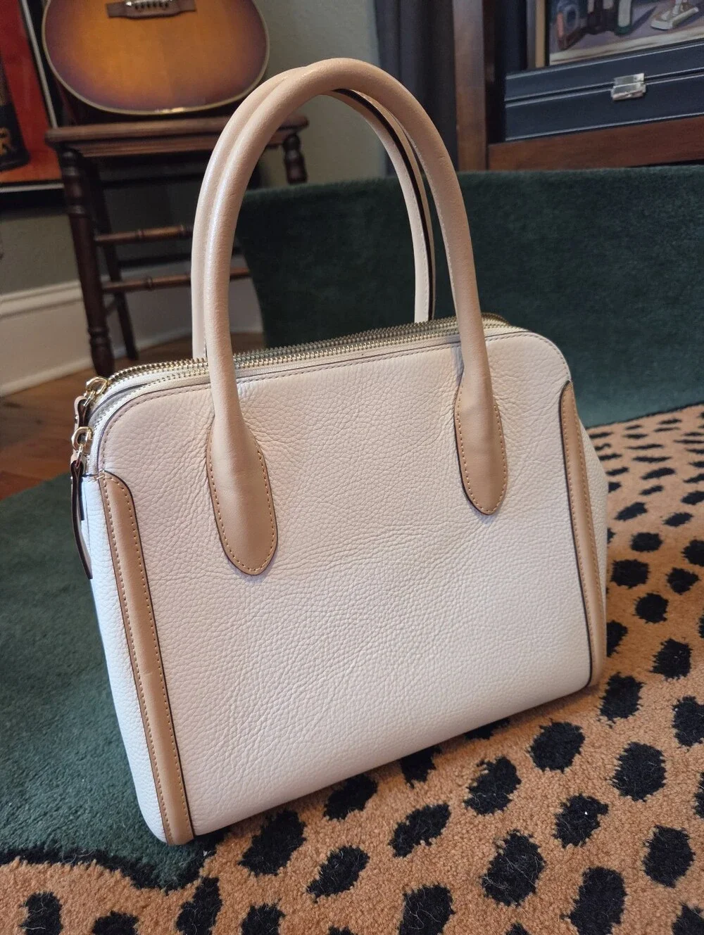 Kate Spade NEW YORK Cream Top Handle Bag with Gold Hardware